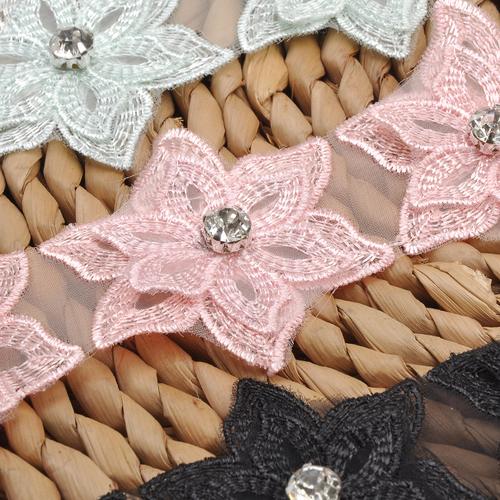 5cm双层带钻彩色花边 DIY服装辅料的闪耀之选，现货批发正当时